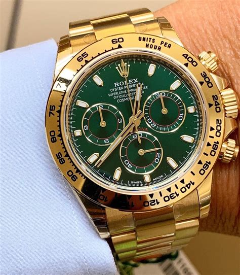 rolex green yellow gold daytona|solid gold rolex daytona price.